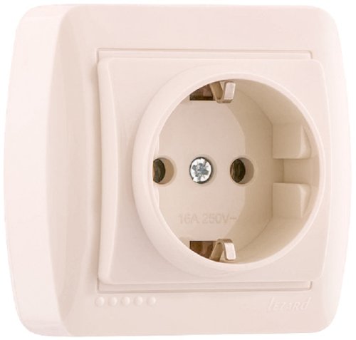 Розетка с заземлением накладная Lezard Demet 1-м. кремовый картинка